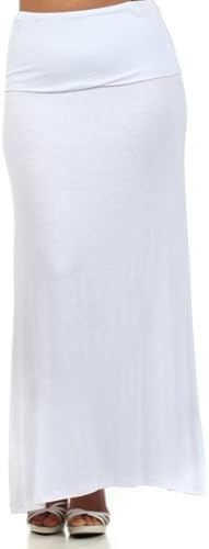 Womens Plus Size Foldover Waist Solid Maxi Skirt (XXL, Coral)