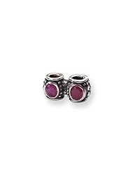 Red CZ Floral Connector Charm in Silver for 3mm Charm Bracelets
