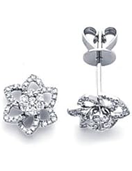14k White Gold Star Flower Diamond Stud Earrings .31 ct (G-H Color, I1 Clarity)