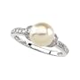 08.00 Mm 14K White Gold Freshwater Cultured Pearl And Diamond Ring