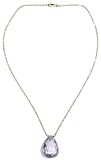 14k Yellow Gold Pink Amethyst Drop Pendant, 16