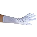 White Satin Gloves (Elbow Length) ~ Great for Formal, Wedding, Theatrical, Costume Party (STC12085)