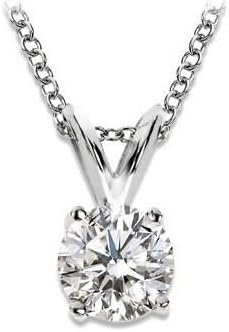 Near 1/2 Carat 4 Prong Solitaire Basket Diamond Pendant Necklace Platinum (G, I1, 0.45 ctw)