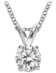 1/2 Carat 4 Prong Solitaire Basket Diamond Pendant Necklace Platinum (I, SI2, 0.5 ctw) w/ 14K Gold Chain