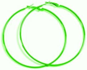 NEON GREEN Hoop Earrings 50mm Circle Size - Bright Flourescent, Vibrant Colors