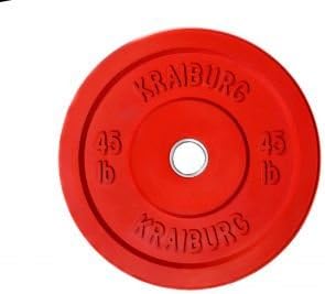 Kraiburg Premium 45 lb Red Rubber Bumper Weight Plates for Crossfit Powerlifting, One Pair
