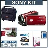 Sony HDR-CX110 HD Handycam Camcorder Kit - Red - with 8GB SD Memory Card, Camcorder Case, Mack Two Year Exteneded Video Warranty, Micro-Fiber Cleaning Cloth, Sony Movie Studio HD Software