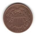 1864 U.S. Civil War Era Two-Cent Piece Coin