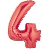 Number 4 Metallic Red 40in Balloon