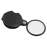 uxcell 拡大鏡 拡大率5倍 宝石鑑定 ジュエリールーペ レンズ プラスチック フェイクレザー 円形拡大鏡 簡単にキャリー ブラック 1個入り