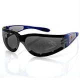 Bobster Action Eyewear Shield II Sunglass, Blue Frame, Smoked Grey Lens