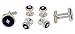 Silver plated cufflinks and shirt stud set with black accent with crystal center with presentation box