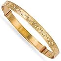 Jewelco London 9ct Flat diamond cut solid gold maiden's medium weight expanding slave bangle ( 5.6g )