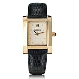 Columbia University Women's Swiss Watch - Gold Quad with Leather Strap by M.LaHart