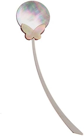 Mother of Pearl Carved Colorful Round Butterfly Full Moon Circle Metal Charm Bookmark Page Marker
