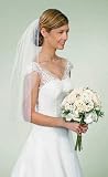 314pAsI9RjL. SL160  Simple Elegance Cut Edge White Wedding Veil with Comb