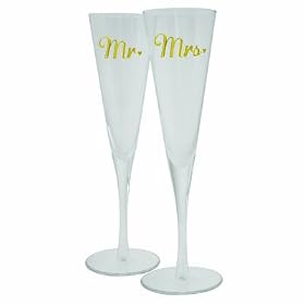 Mr and Mrs Champagne Glasses, Set of 2