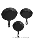 New Heavy 3PC Cast Iron Frying/Sautee Pan Set / Skillet