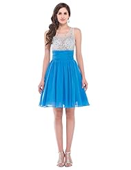 Sleeveless Beaded Short Acrylic/Chiffon/Satin Evening Dress/Wedding Party Dress 