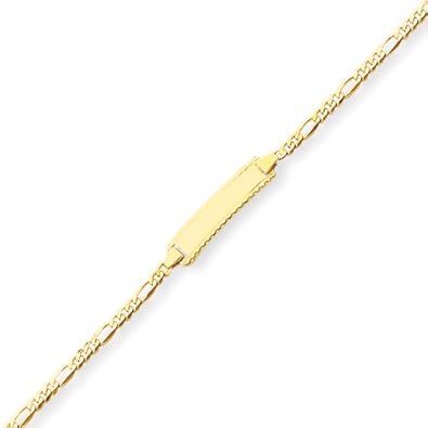 Cheap Girls Jewelry 14k Yellow Gold Engravable Figaro Link Baby/Child ID Bracelet For Sale