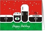 Christmas Holiday card, Retro mod kitchen cooking culinary Card
