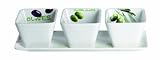 Domestic 923301 Antipasti-Set 4-teilig Light Line mit je 1 Tablett 30 x 10 cm und 3 Schalen konisch hoch eckig 9 x 9 cm