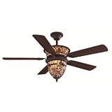 52 Victorian Rose Tiffany Remote Fan - Bronze Finish by Elite