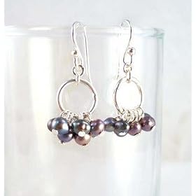 Click here to buy Pearl Cluster Circle Sterling Silver Earrings, Peacock Pearl by Sosi B..
