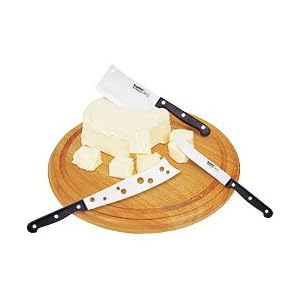 Berghoff Round Cheese Cutting Board and Knife Set - 4 Pieces by KegWorks