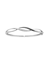 1/4 ct. tw. Black & White Diamond Bangle Bracelet in Sterling Silver and 10K White Gold