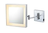 IMAGE OF Kimball & Young 91043HW Single Sided LED Square Wall Mirror with Chrome Frame, 7.875-Inch