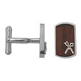 Marc Ecko Antique Silver Wood Inlay Ghost Shear Cufflinks