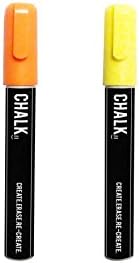Chalkii Non Toxic Reversible Dry Neon Dual Tip Liquid Chalk Marker, Pack of 2