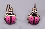 ~ Mindy Harris 14 KT Hinged Pink Ladiesbug Earrings