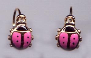 Click here to buy ~ Mindy Harris 14 KT Hinged Pink Ladiesbug Earrings.