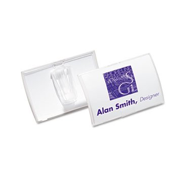 Durable 821319 - Click-Fold Convex Name Badge Holder, Horizontal, 3 3/4w x 2 1/4h, Clear, 25/Pack