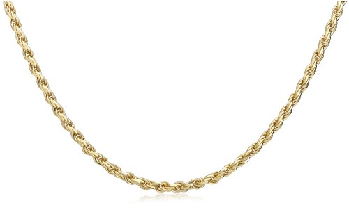 14k Yellow Gold 2.5mm Diamond-Cut Rope Chain Necklace, 16