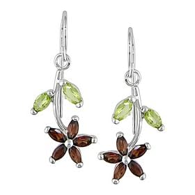 Sterling Silver Multi-gemstone Flower Earrings