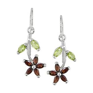 Sterling Silver Multi-gemstone Flower Earrings by Amour