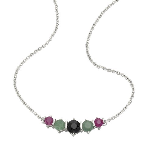 Zeeme Damen-Collier mit Zwischenteil 925/- Sterling Silber 45cm Rubin, Safir, Smaragd 3582 Preisvergleich