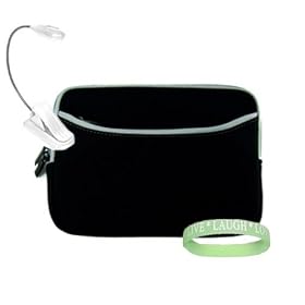 Sony Reader Digital Book with touch screen Glove Sleeve bag Cover carrying Case with Accessories Pocket --- BLACK + White Double Bright Sony reader 2 - LED Book Light + Vangoddy tm, Live*Laugh*Love wrist band!!!