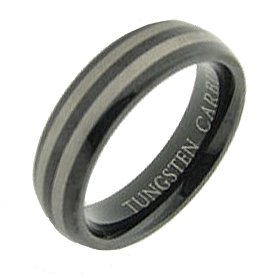6MM Black and Silver Striped Tungsten Carbide Wedding Band(sizes 5.5, 6, 6.5, 7, 7.5, 8, 8.5, 9, 9.5, 10, 10.5, 11, 11.5, 12, 13, 14, 15)