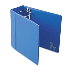 Vinyl EZD Reference Binder, Label Holder, Finger Hole, 5 Capacity, Blue