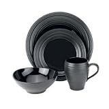 Mikasa Swirl Black 48 Piece Dinnerware Set