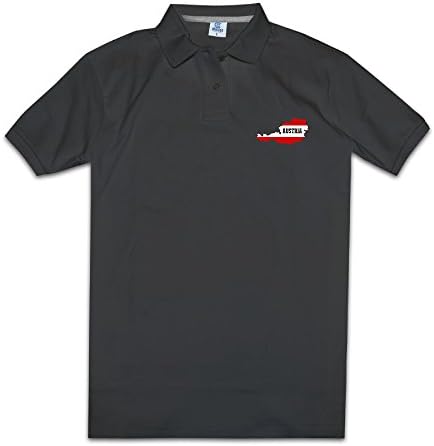 Men Austria Flag Map Short Sleeve Polo Tees Shirt Black Size XXL Custom