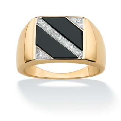 Men's Onyx and Diamond Accent Ring