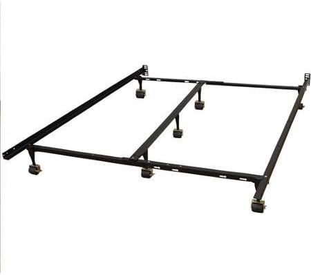 Modern Sleep Universal Heavy-Duty Adjustable Metal Bed Frame with Double Rail Center Support Bar, Fits All Mattress Sizes