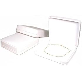 3 White Leather Necklace Pendant Chain Gift Boxes Displays