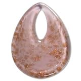 Murano Style Glass Copper Foil Light Amethyst Large Drop Pendant (1)