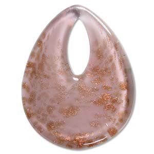 Murano Style Glass Copper Foil Light Amethyst Large Drop Pendant (1)